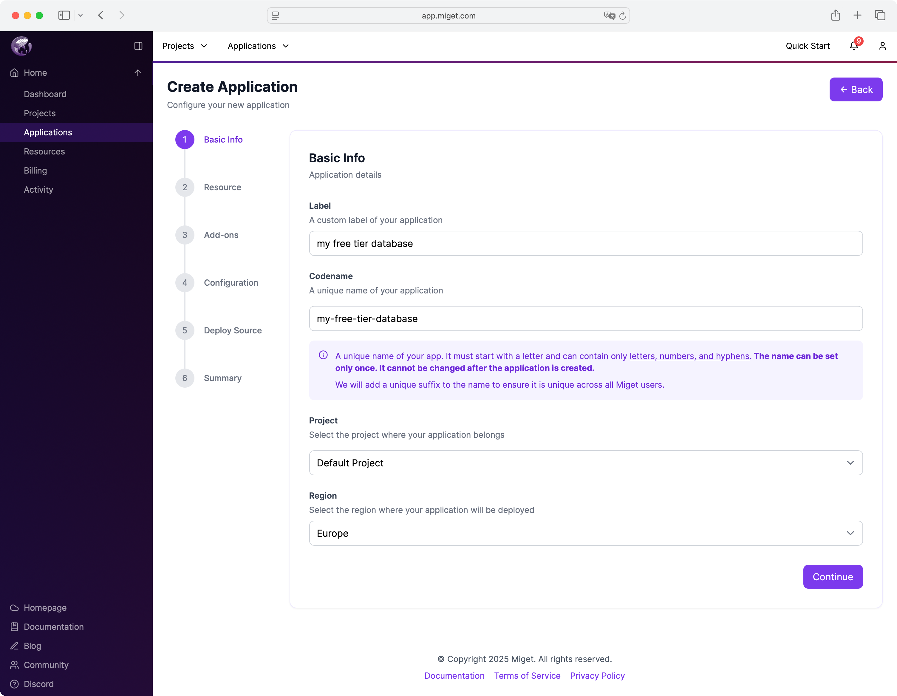 Create Application